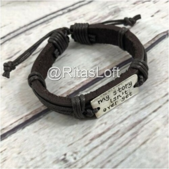 My Story Isn't Over Yet -Leather Wax Cord Bracelet - Picture 1 of 7
